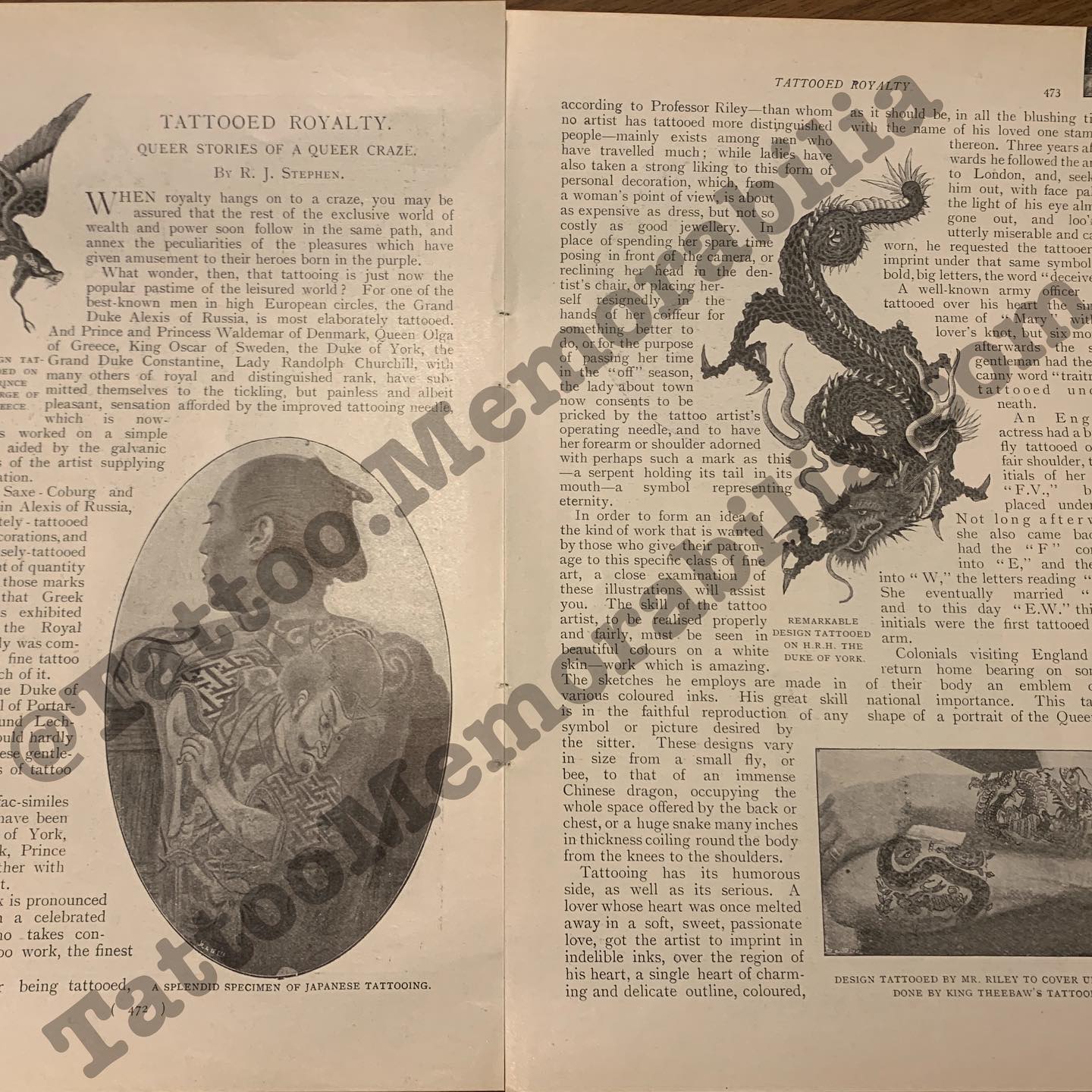 Read more about the article Tattooed Royals – Antique Article on Tattooing 1898
