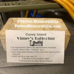 Coney Island Tattoo Vinny Studio Business Card early 1990`s