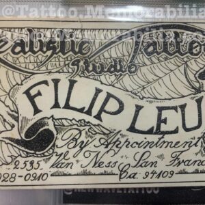 Rare Filip Leu Business Card Tattooing with Ed Hardy