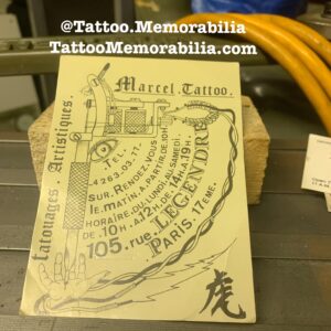 Tattoo Artist Marcel in Paris, France Business Card early 1990`s