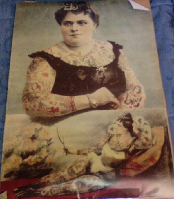 Miss Rosella Tattooed Fat Lady Vintage Poster