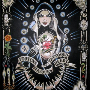 Fortune Favours The Tattooed Heart- Original Painting by Vince Ray