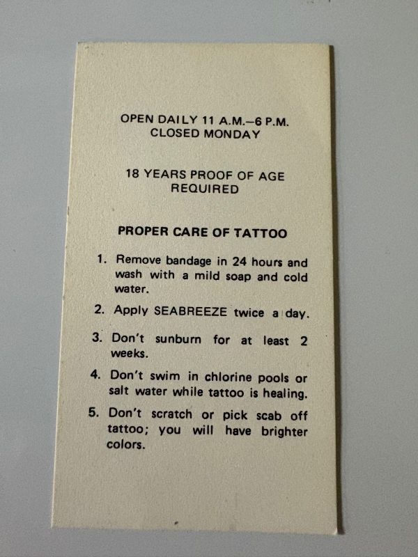 Lake Geneva Vintage Tattoo Studio Business Card