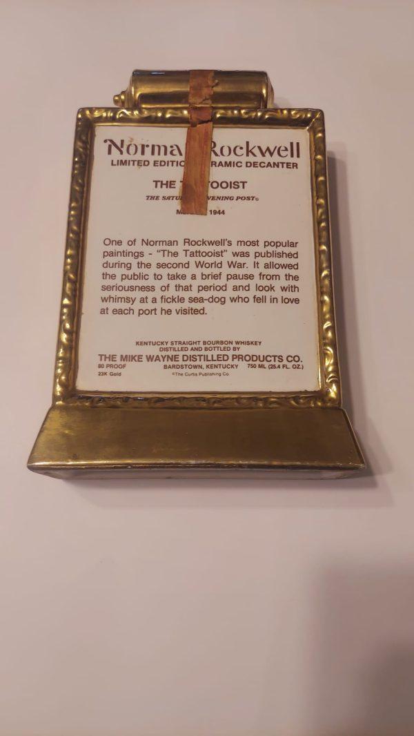 NORMAN ROCKWELL'S THE TATTOO ARTIST EMPTY 11" GOLD KENTUCKY BOURBON DECANTER BOTTLE-Collectible - Image 3