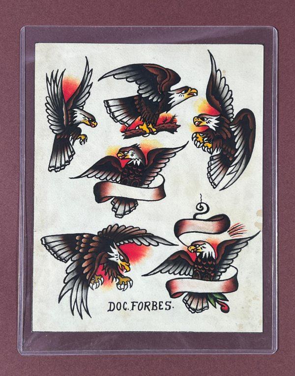 Tattoo Artist Doc Forbes Original Painting-Eagle Tattoo Designs Vintage Tattoo Flash