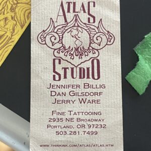 Atla Studio-Vintage Tattoo Artist Business Card-Jennife Billig, Dan Gilsdorf, Jerry Ware