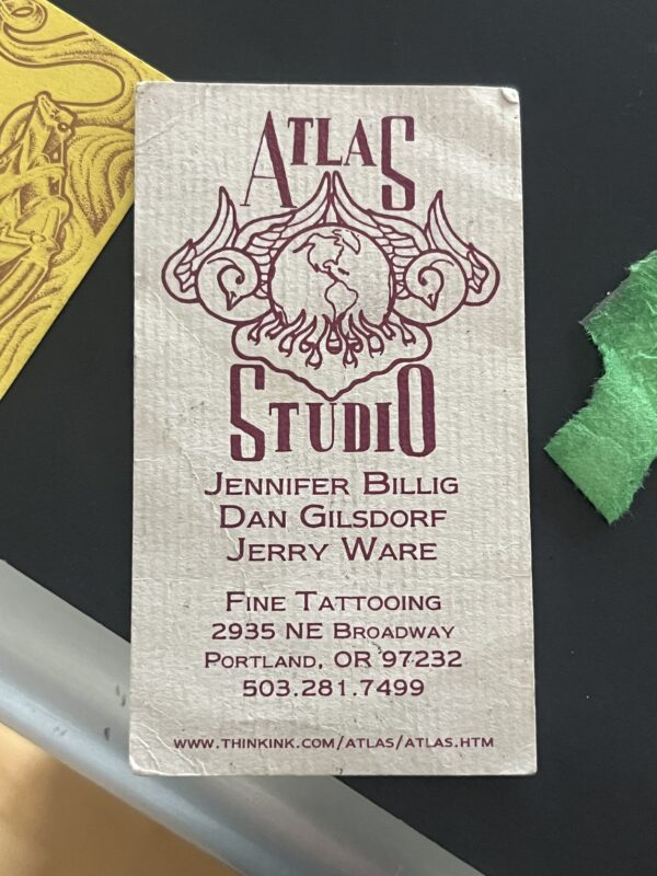 Atla Studio-Vintage Tattoo Artist Business Card-Jennife Billig, Dan Gilsdorf, Jerry Ware