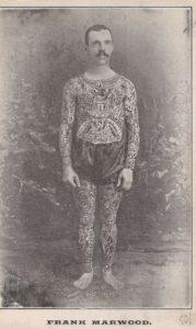 Frank Marwood Tattooed Man Circus Sideshow Performer-Antique Pitch Card