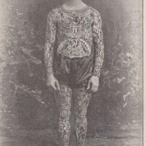 Frank Marwood Tattooed Man Circus Sideshow Performer-Antique Pitch Card