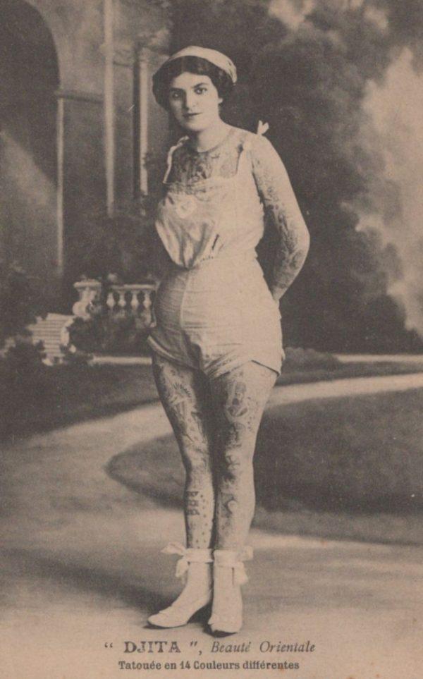 Djita Salome Tattooed Woman Antique Pitch Card