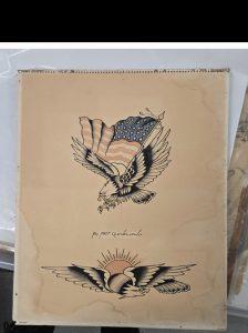 Tattoo Artist Art Cleveland Hand Painted Vintage Eagle Tattoo Flash