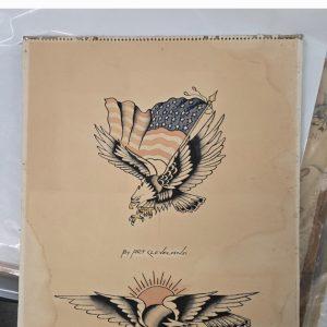 Tattoo Artist Art Cleveland Hand Painted Vintage Eagle Tattoo Flash