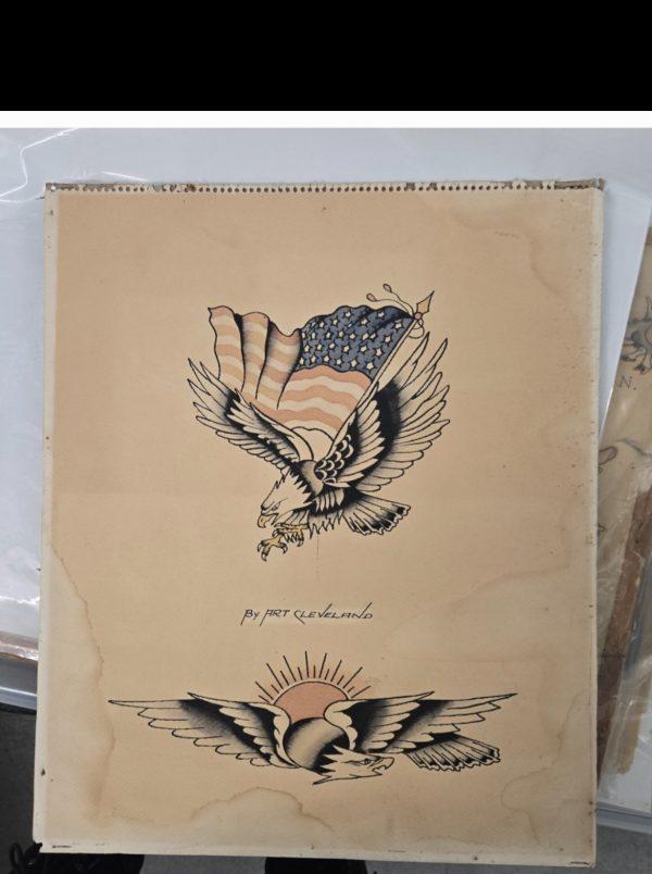 Tattoo Artist Art Cleveland Hand Painted Vintage Eagle Tattoo Flash