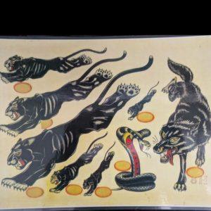 Vintage Tattoo Flash Sheet Panther Tattoo Designs