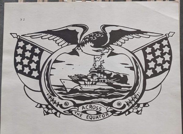 Vintage Production Tattoo Flash Battleship Eagle Tattoo Design