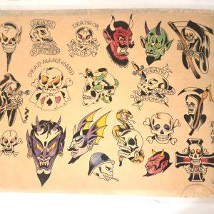 Cliff Raven Tattoo Artist Vintage Production Tattoo Flash Skull & Devil Tattoo Designs