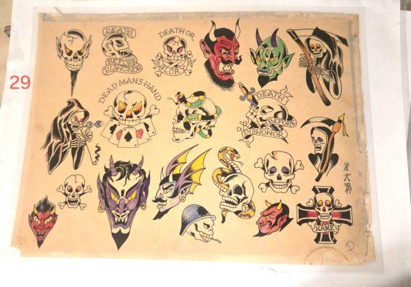 Cliff Raven Tattoo Artist Vintage Production Tattoo Flash Skull & Devil Tattoo Designs