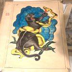 Vintage Spaulding Flash 1976 1P Panther Snake Battle Tattoo Design