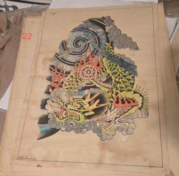 Vintage Spaulding Flash 1976 7P Dragon Tattoo Design