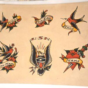Cliff Raven Tattoo Artist Vintage Production Tattoo Flash Mixed Tattoo Designs