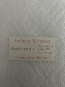 Vintage Dennis Cockell Tattoo Artist Business Card