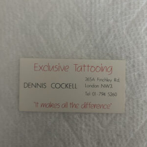 Vintage Dennis Cockell Tattoo Artist Business Card