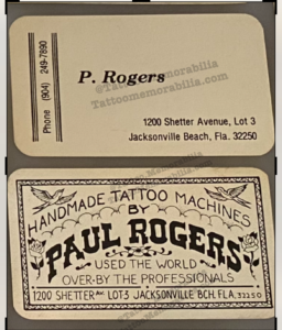 Paul Rogers Tattoo Artist Business Cards (2) Vintage