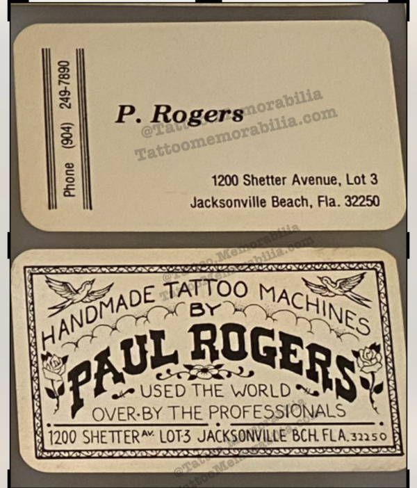 Paul Rogers Tattoo Artist Business Cards (2) Vintage