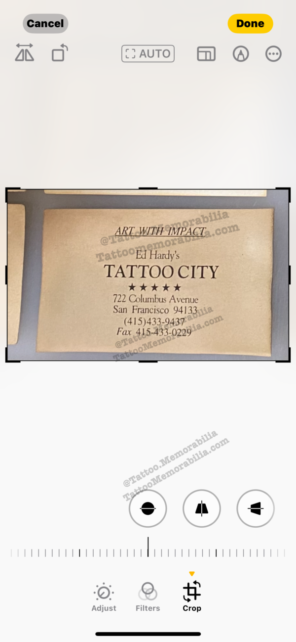 Ed Hardy Tattoo City Artist Business Card 1980‘s