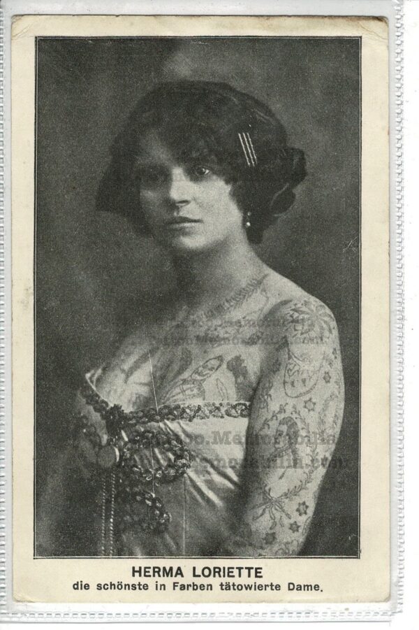 Herma Loriette Circus Sidesshow Tattoo Lady 1900`s Good Condition