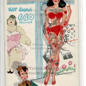 1940`s WW2 Tattoo Postcard Circus Sidesshow