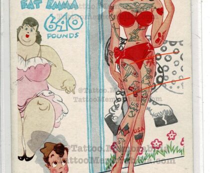 1940`s WW2 Tattoo Postcard Circus Sidesshow