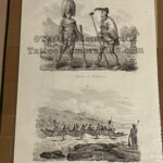 1783 Antique Wood Engraving picture of tattooed natives New Zealand