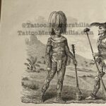 1783 Antique Wood Engraving picture of Tattooed Natives New Zealand