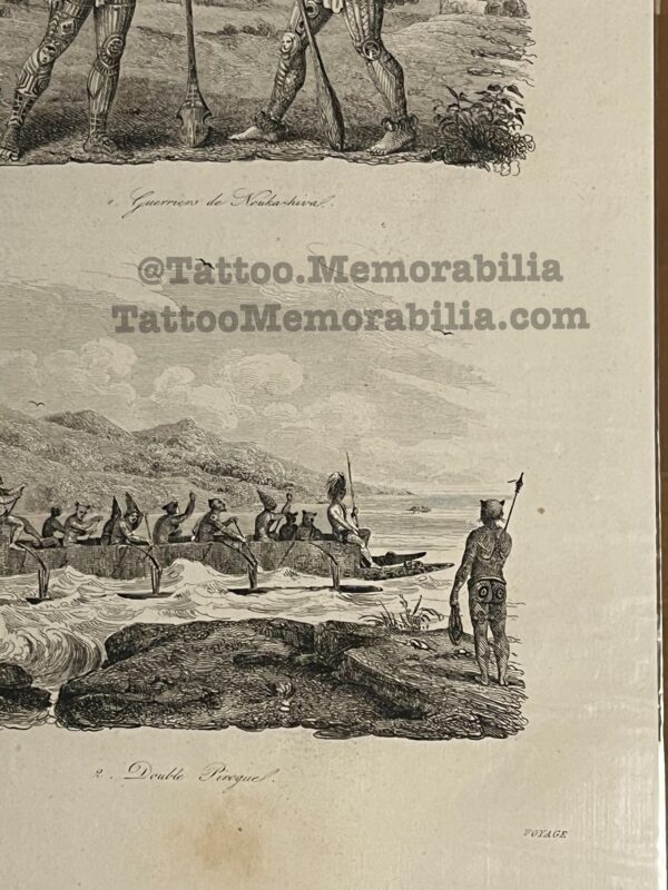 1783 Antique Wood Engraving picture of Tattooed Natives New Zealand