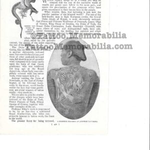 1898 Rare Original Article on Tattooing "Tattooed Royalty" Harmsworth Londondon Magazine by R.J. Stephen