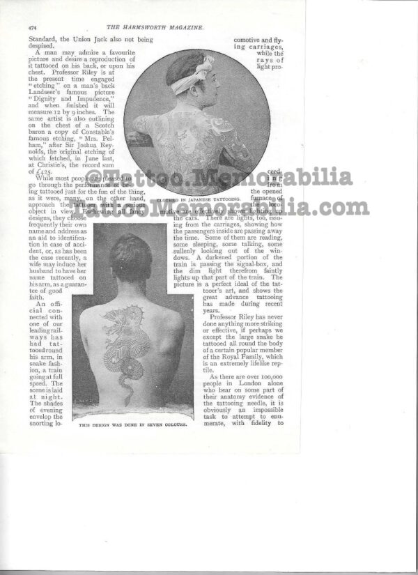 1898 Rare Original Article on Tattooing "Tattooed Royalty" Harmsworth Londondon Magazine by R.J. Stephen