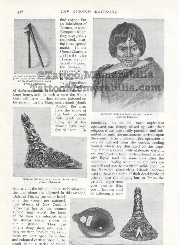 1897 Rare Original Article on Tattooing "Pictures on the Human Skin" Strand Magazine