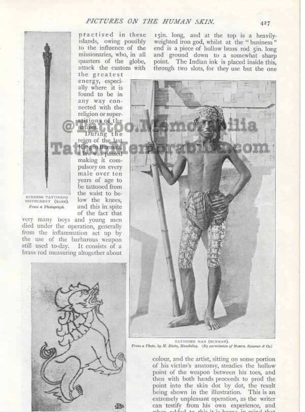 1897 Rare Original Article on Tattooing "Pictures on the Human Skin" Strand Magazine