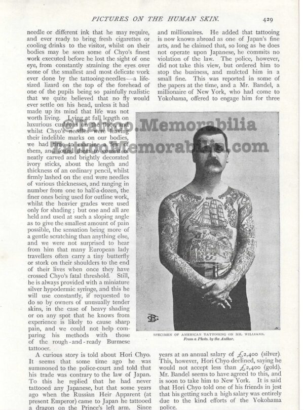 1897 Rare Original Article on Tattooing "Pictures on the Human Skin" Strand Magazine