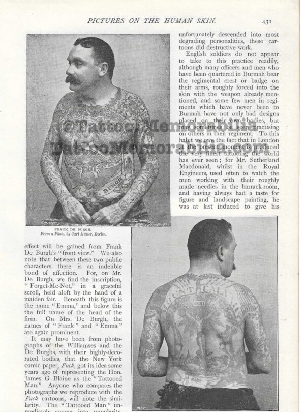 1897 Rare Original Article on Tattooing "Pictures on the Human Skin" Strand Magazine