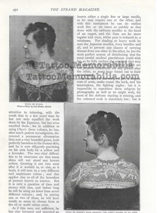 1897 Rare Original Article on Tattooing "Pictures on the Human Skin" Strand Magazine