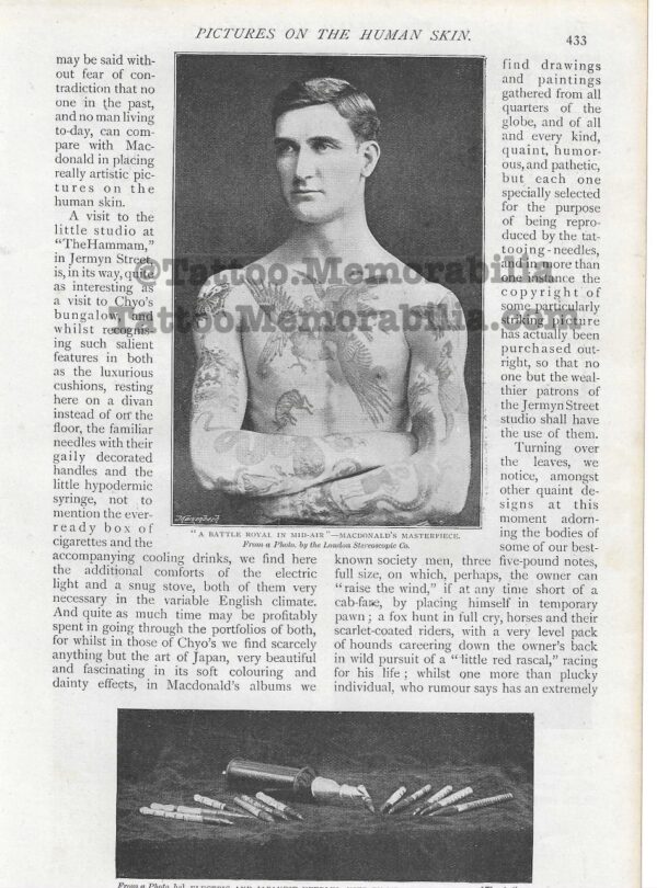 1897 Rare Original Article on Tattooing "Pictures on the Human Skin" Strand Magazine