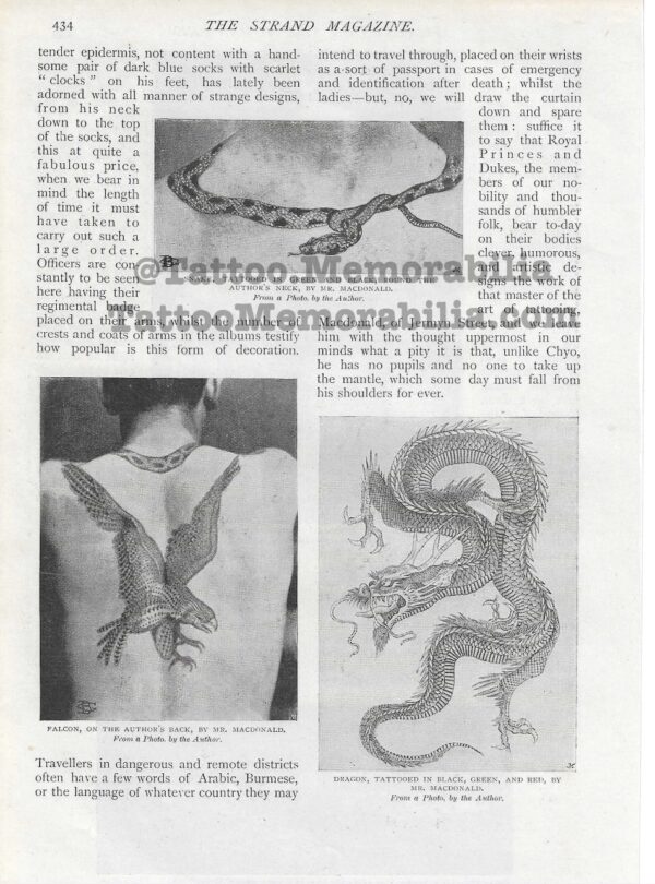 1897 Rare Original Article on Tattooing "Pictures on the Human Skin" Strand Magazine