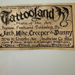 Tattooland Jack Rudy Tattoo Artist Business Card