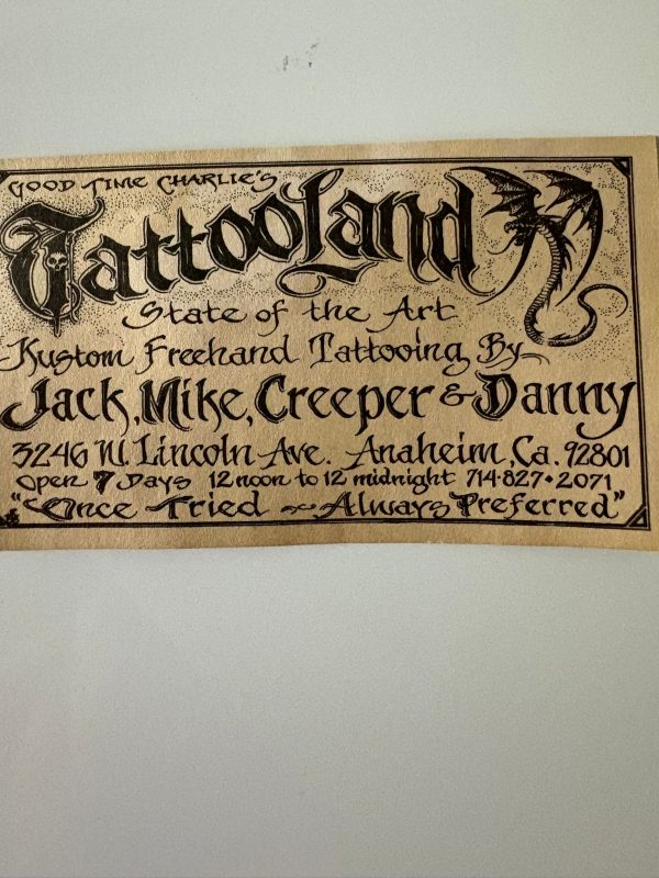 Tattooland Jack Rudy Tattoo Artist Business Card