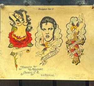 Vintage Tattoo Flash National Tattoo Supply-Tattoo Artist Johnny T-Elvis Tattoo