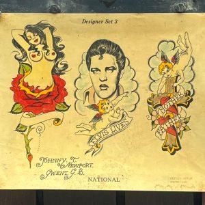 Vintage Tattoo Flash National Tattoo Supply-Tattoo Artist Johnny T-Elvis Tattoo