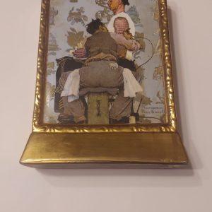 NORMAN ROCKWELL'S THE TATTOO ARTIST EMPTY 11" GOLD KENTUCKY BOURBON DECANTER BOTTLE-Collectible