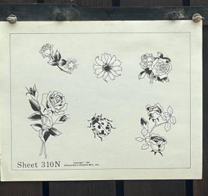 Vintage Tattoo Flash 310N Flower Tattoo Designs-Spaulding & Rogers